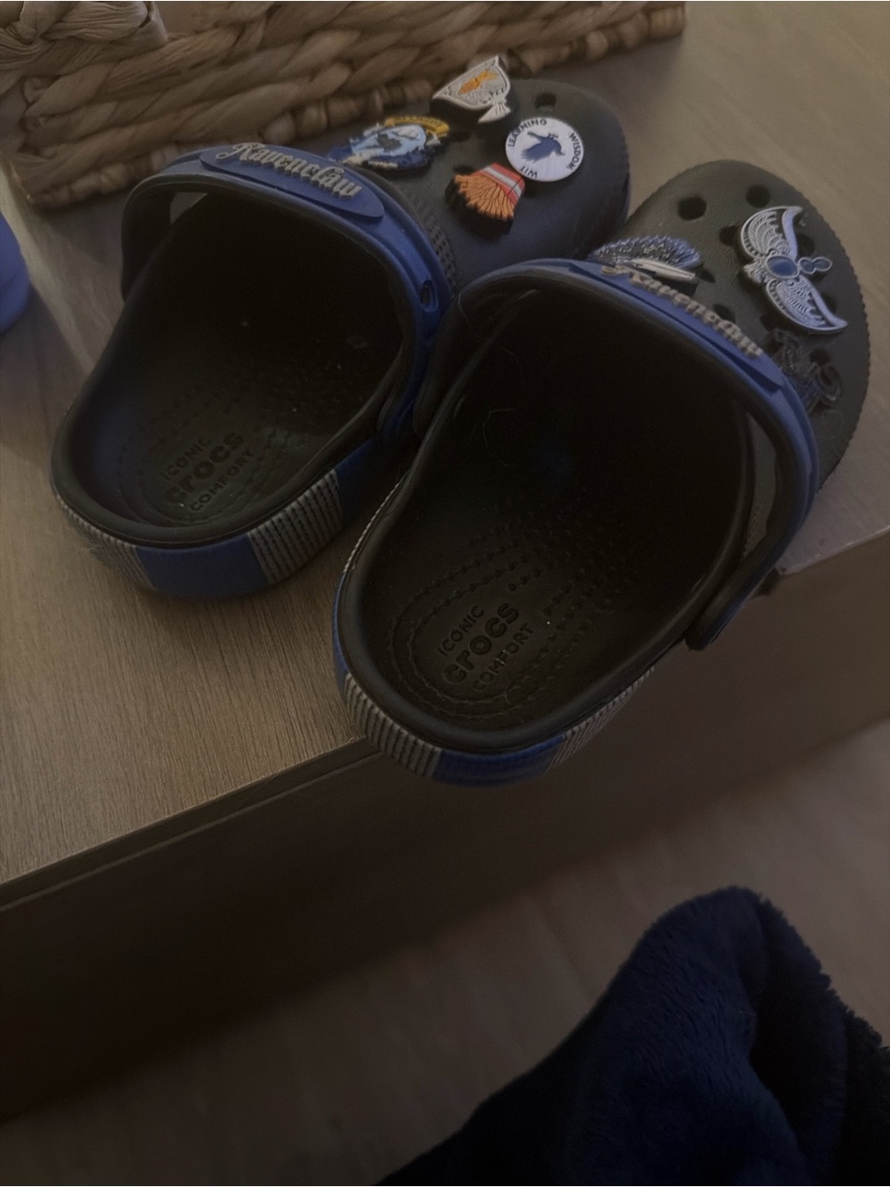 CROCS Kids Navy and Black Clogs with Fun Charms